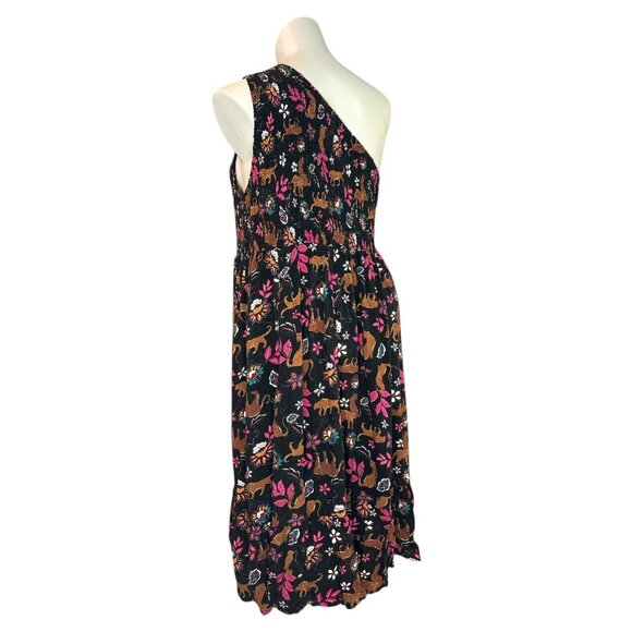 TORRID Midi Challis One-Shoulder Dress Size 4x Leopard Floral Print Stretch - Picture 10 of 16